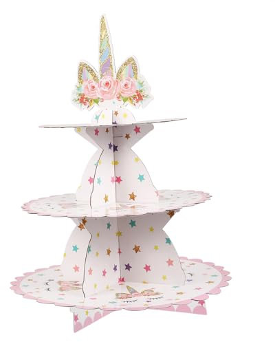 PAMINGONO Espositore a Tre Strati in Carta Per Dolci, Vassoio Decorativo Portafrutta e Porta Snack, Supporto Multistrato Per Feste, Matrimoni e Banchetti Elegante e Funzionale