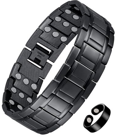 Jecanori 3 x magnetiskt armband, 3 500 Gauss ultrastark magneter, titansk justerbar ring med verktyg, presentask