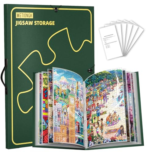Metionga Carpeta de Almacenamiento de Rompecabezas con 25 Bolsillos, Album Puzzle 1000 Piezas, Guarda Puzzle de Gran Capacidad Portátil, Resistente al Polvo y Accesorios Protectores