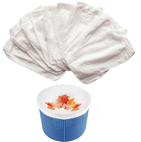 Smaoqingji Skimmer filterstrumpor pool nätstrumpor – 10 stycken, vita, filterstrumpor, nylonfilterkorgnät, flytande dammfilter för rengöring av smuts och löv