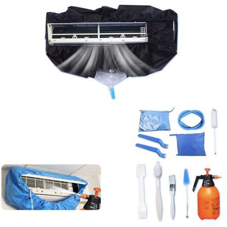 Kit di pulizia per condizionatori d'aria split Kikepilm da 12 pezzi con bottiglia da 2 litri, kit di pulizia per condizionatori d'aria a parete (nero, grande)