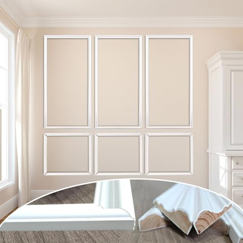 3 Set Solid Wood Wainscoting Panels Kit - Quick Installation Accent Wall Molding, Ready-to-Assemble Pre Made Wainscoting Wall Panel for Home Décor (Premium Textured Finish)