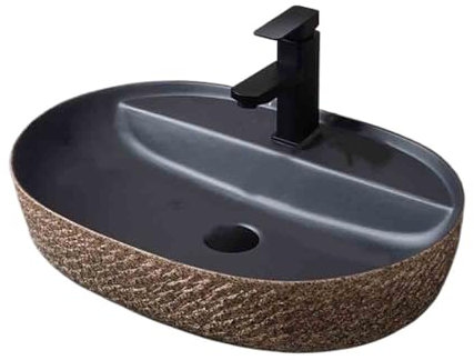 PLMNBQWE Badezimmer Waschbecken Großes Keramik Oval Waschbecken Balkon Waschbecken Haushalt Innen mit Zubehör Gefäß Waschbecken