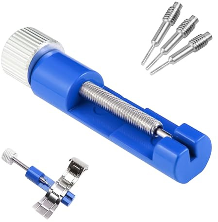 Admygo 1 Outil Bracelet Montre avec 3 Broches, Outil Reparation de chasse goupille, Kit Demontage, Ajusteur Montre, Outil Reparation Horlogerie pour Réglage Accourcir Bracelet - Azul