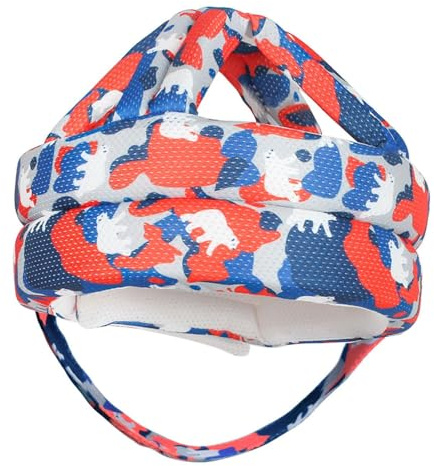 TTETTZ Schutzhelm Kopfschutz für Babys Lauflernhelm Krabbelhelm Sicherheitshelm mit Weicher Schwammpolsterung Und Stoßdämpfung für Die Ersten Gehversuche, Rot Blau Weiß