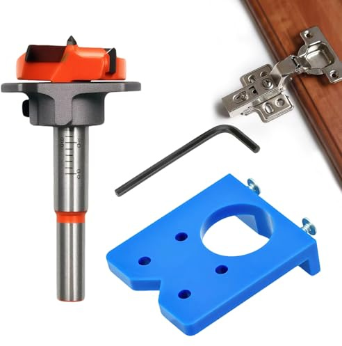 Concealed Hinge Jig with Forstner Bits Positioner, 35mm Hinge Cutter Jig Drill Bits Sets, Door HingE JiG Drill Guide Hole Saw Cutter for Kitchen Cabinet HingE Wood Furniture Door Hing Installation
