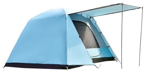 Slitstarkt Utomhuscampingtält, Kupoltält, Dubbellagers 3-4 Personers Familjetält, Enkel Installation, Väderbeständig, Bärbar För Camping(Blue)