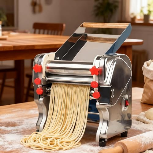 Macchina Per La Pasta Elettrica Pasta Macchina Fresca Acciaio Inox Con Lame Da 3 Mm Fine E 9 Mm Piatta, Per Fare Pasta Fresca 0.1-20MM Gradi Di Spessore Regolabili(180-Kneading type)