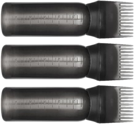ARTSEWPLY Botella 3 Piezas Graduada de Raíz Aplicadora para Tinte de Cabello 160ml Reutilizable Color Negro Material Pp para Salón y Uso Doméstico