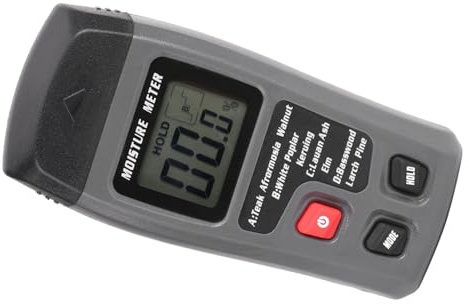 RASTKY Tester di umidità del Legno Rilevatore di umidità LCD Ad Alta Precisione per Noce, Palissandro e Albero della Gomma, Intervallo 0-99,9%, Batteria da 9 V Non Inclusa per Artigiani e