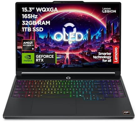 Lenovo Legion 5 Gaming Notebook OLED WQXGA 15 165Hz, NVIDIA GeForce RTX 5060 8GB, AMD Ryzen AI 9 465, RAM 32GB, SSD 1TB, Windows 11 Home, Tastiera RGB - Laptop Gaming Alte Prestazioni