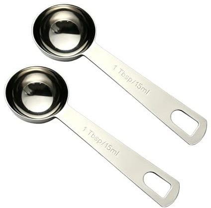 2Pcs 15ml Tablespoon Measure Scoop,Stainless Steel Teaspoon Measuring Spoon | Kitchen Cooking,Liquid Ingredients Weighing Small Measuring Spoons with Hanging Hole,Easily Adapt to Deep&Shallow Jar,Durable