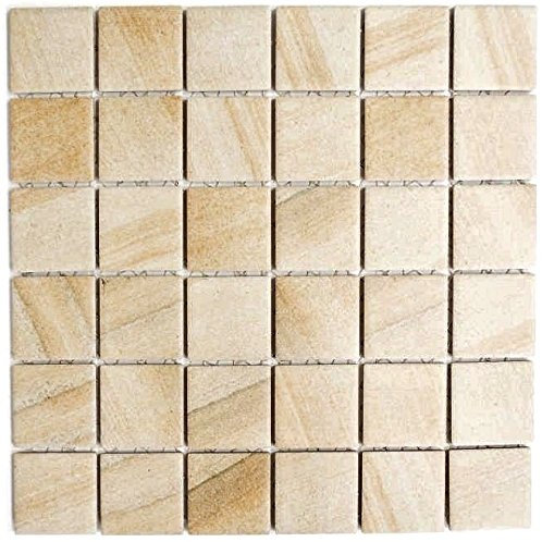 Piastrella a mosaico in ceramica, effetto pietra, beige sabbia, per pavimenti, pareti, bagno, WC, doccia, cucina, specchio per piastrelle, rivestimento per vasca da bagno, mosaico