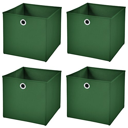 StickandShine 4er Set Faltbox Dunkelgrün 28 x 28 x 28 cm Aufbewahrungsbox faltbar