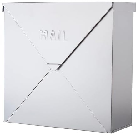 NACH Mailboxes for Outside Wall Mount, 10 x 10 x 4 inch Silver Mail Boxes for House Outside, Waterproof Mailboxes for Outside - Chicago Style Mail Box