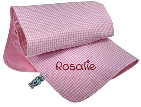 Coperta in jersey con nome, per bebè, personalizzabile con nome, coperta per passeggino, coperta per gattonare, coperta fasciatoio, colore: rosa