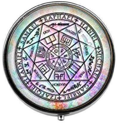 Amulette de protection des sept anges de l'archange Michael - Bijoux ange - Boîte à pilules - Boîte à bonbons en verre