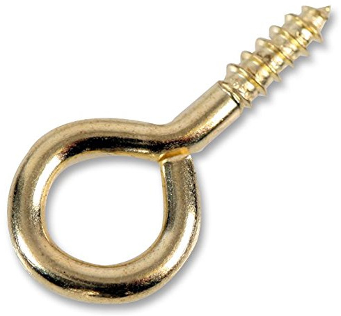 Duratool D01226 12mm x 1.2mm Brass Screw Eyes, 10 Pack