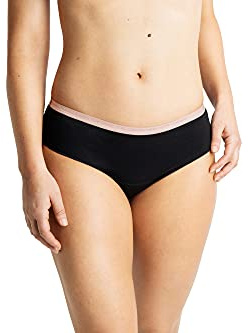 CORO - Braga Menstrual Classic Gasolina, fabricada en Europa, ecológica y reutilizable - Inodoro y absorbente - Poliamida y algodón - Negro y rosa - Talla 1/XS