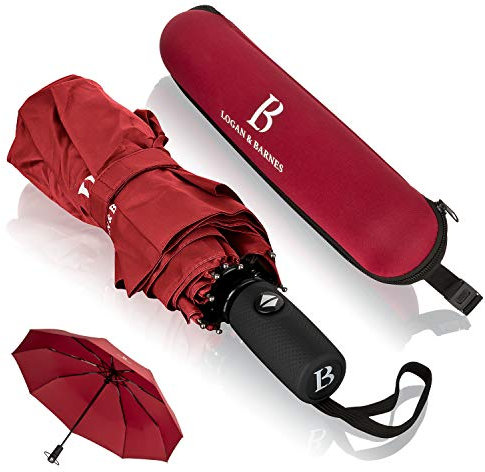 LOGAN & BARNES Regenschirm sturmfest bis 140 km/h - Taschenschirm mit zertifizierter Teflon-Beschichtung gegen Feuchtigkeitsschäden Modell Boston