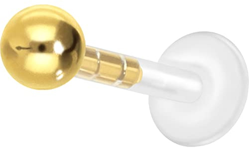 PIERCINGLINE PMFK Labret mit Plug in System CHIRURGENSTAHL KUGELPiercing Ohr Lippe Nase Helix Medusa Goldfarben 8 x 3 mm