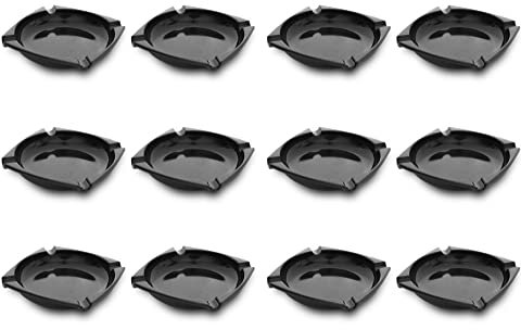 Garnet - Square nero - 12 PEZZI Posacenere in plastica (melamina) resistente ad alte temperature, antiurto, Made in Italy 100% - Dimensione 10 cm x 10 cm x 2 cm h - Nero