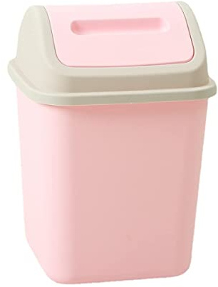 Small Swing Bin,Simple Office Bin,Waste Paper Bin With Shake Lid,Plastic Small Waste Rubbish Bins For Kitchen,Dustbin,Bedroom bin,32cm x 22 cm x 22cm,10L (10L,Pink)
