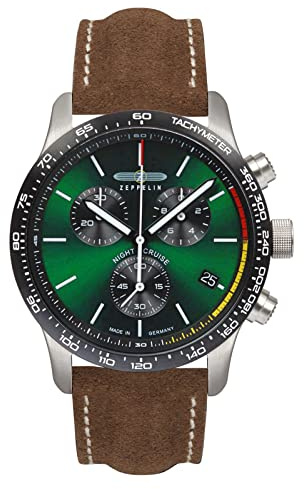Zeppelin Night Cruise Herren Uhr analog Quarzwerk mit Leder Armband 7288-4