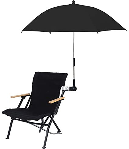 KEEMEN Chair Umbrella with Clamp Portable Clip on Umbrella for Beach Chairs Outdoor Patio Stroller Wheelchairs Golf Carts(Black)