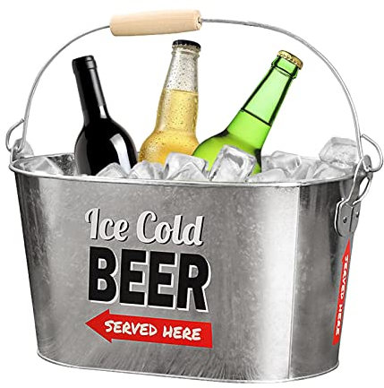 Ice Bucket, Thickened Iron Ice Bucket, Retro Drink Ice Bucket with Handle, Cooling Bucket for Strong and Sturdy Drinks, Bucket