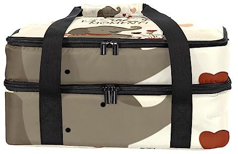 suojapuku Isolierte Tasche,Lunchtasche,doppellagige Kühltasche,Cartoon-Fahrrad-Elefant,Wiederverwendbare Lunchbox,auslaufsichere Picknicktasche