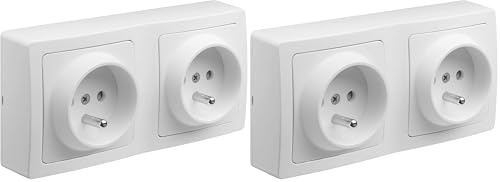 Debflex Double prise electriques - blanc (Lot de 2)