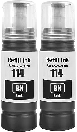 SHUOLEI 114 Tinte Kompatibel mit Epson 114 Tintenpatronen Nachfülltinte Multipack, für ET-8500 ET-8550 (2-Pack, 2 Schwarz)