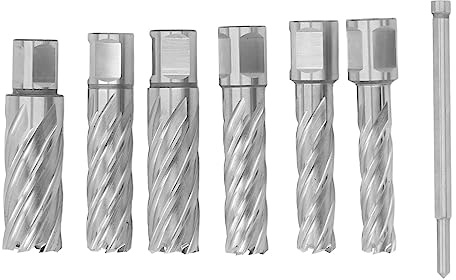 7 Pezzi Kit Frese Anulari in Acciaio al Carburo 3 Flauti a Spirale per Trapano Magnetico per Metallo 0,51 Pollici