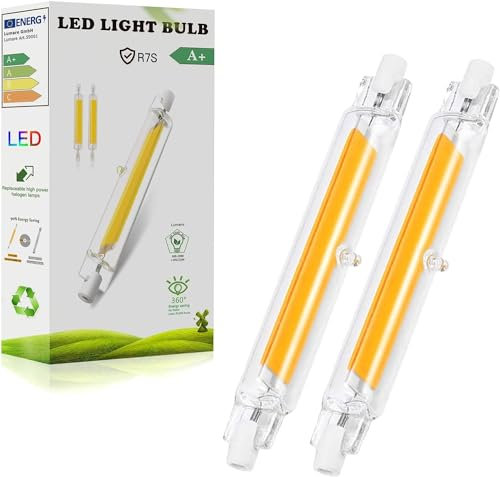R7S LED 118mm, 20W R7S LED Dimmbar Lampen Ersatz für 200W Halogenlampen, Warmweiß 3000K 2000LM, Kein Flackern, 360°Abstrahlwinkel LED Stab, LED Leuchtmittel,2er Pack