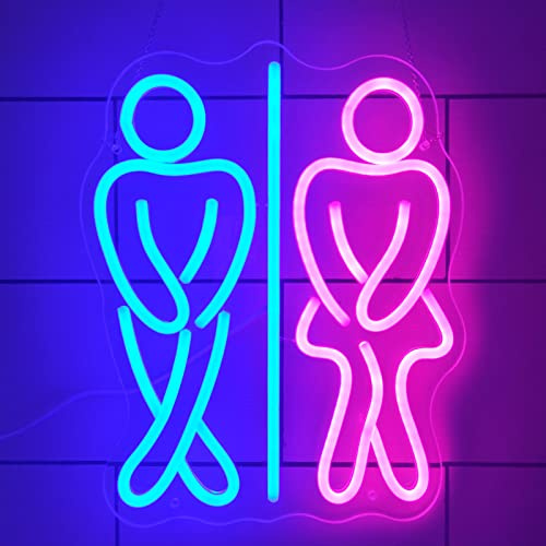 REWIS Letrero de neón LED para Inodoro, Luces de neón USB Personalizadas con Interruptor, para Bar, Centro Comercial, WC, guía de Entrada, decoración Luminosa para Colgar en la Pared,32x40cm