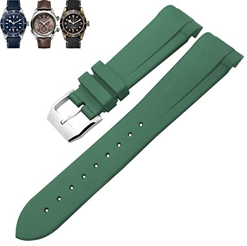 BANDKIT Uhrenarmband aus Naturkautschuk, 20 mm, 22 mm, speziell für Tudor Black Bay 1958, 39 mm, 41 mm, GMT Pelagos Pin/Faltschnalle, Gummiband, 20 mm, Achat