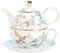 Ensemble théière et tasse à thé pour une personne en porcelaine de 450 ml - Tasse à thé de 300 ml - Cadeau pour femme - Passe au lave-vaisselle - Azur