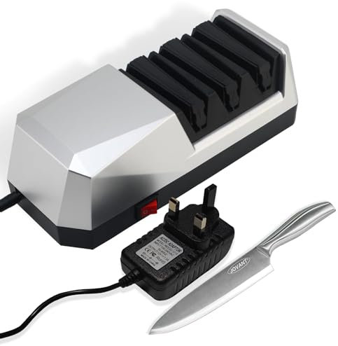 Electric Knife Sharpener with 3-Step Sharpening System and Diamond Abrasives, Suitable for Most Metal and Ceramic Knives,The Knife Sharpener Comes with The Angle Guide Function