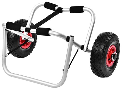 VGEBY Chariot de Transport de canoë, Chariot de Transport de canoë en Alliage D'aluminium avec Deux Grandes Roues de 10 Pouces, Bel Accessoire pour Les Amateurs de canoë et de Kayak