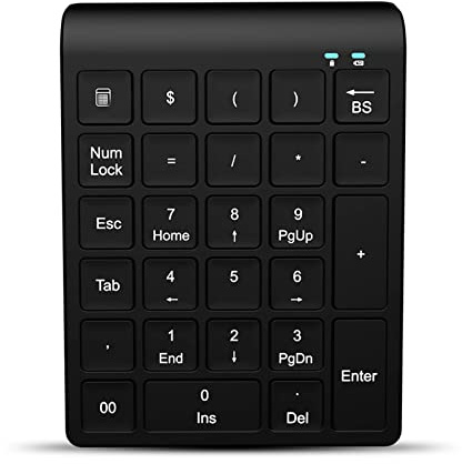 PUSOKEI Tastierino Numerico Wireless, Tastiera Digitale BT a 27 Tasti, velocità di Trasferimento Dati Elevata, Funzione di Sospensione Automatica, per Tablet Desktop Portatile