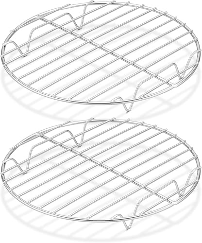 STOUCLA Kuchengitter, Rund Auskühlgitter 2 Stück Kuchengitter Abkühlgitter aus Edelstahl,zum Kühlen Backen Kochen Dämpfen, Ofen, Metall Silber, Ø 23cm
