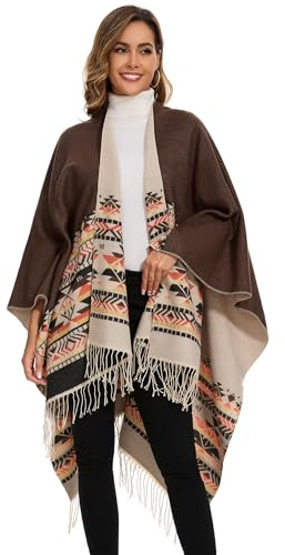 Colornival Elegant Poncho Filt Cape för Damer - Varm Stickad Vinter Halsduk - Present till Födelsedag Jul, Färg 38, One Size