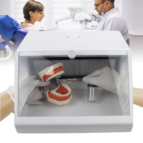 LHQYA Dentallabor-Staubbox, Sandstrahlschutz-Staubsammler, 12 Sätze LED-Lichtquellen/Doppelabsauggeräte/transparentes Gehärtetes Glas, Zum Sandstrahlen, Läppen, Gravieren