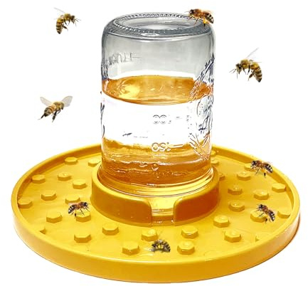 Mangiatoia per innaffiare le api con bottiglie, stazione per bere insetti, fiori, uccelli, farfalle, tazze, per esterni, giardino, cortile, accessori per alveare (giallo, 17 cm)