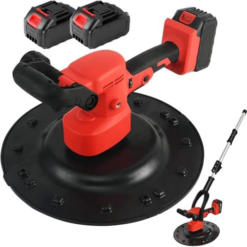 Cazzuola elettrica per cemento, intonaco, lisciatrice per pareti, 40-300 giri/min, levigatrice per cartongesso portatile con asta di miscelazione e 6 velocità regolabili, cazzuola ,22500mAh-2Battery