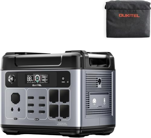 OUKITEL P2001 Plus Centrale Elettrica Portatile 2048Wh, LiFePO4 Batteria, 13 Connettori, Corrente Alternata 230V / 2400W, Generatore Solar UPS per Interruzioni di Corrente a Casa e Campeggio