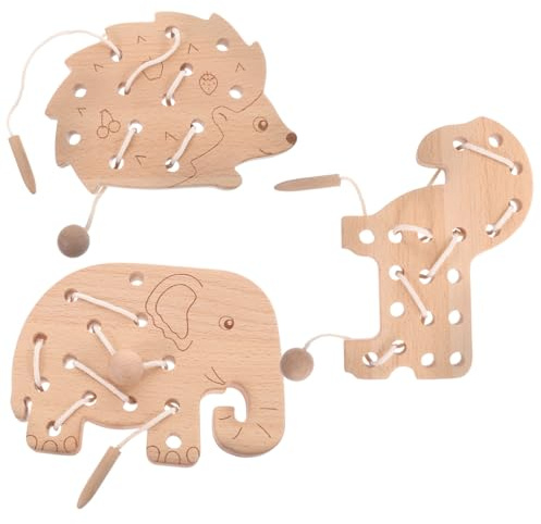 VANZACK Holzschnürspielzeug Für Kleinkinder Fädelspielzeug Montessori Lernspielzeug Aus Holz Koordinationstraining Feinmotorik-Spielzeug