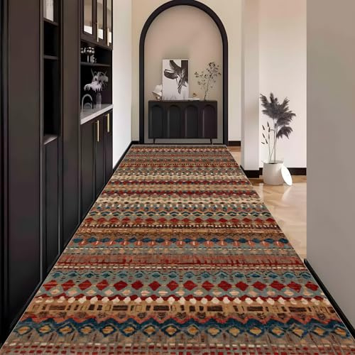 Waazgle Läufer Teppich Flur küche Schlafzimmerteppich Boho Style Waschbar | 50x120cm Waschbar rutschfest Lang küche Wohnzimmerteppich Vintage Bunt Meterware für Flurläufer Esszimmer Korridor