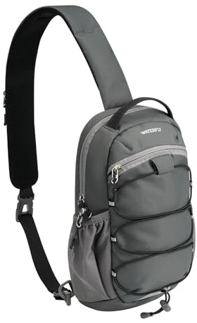 Waterfly Small Crossbody Sling Bag, RFID Anti Theft Chest Bag Men Women | 9 Organized Pockets, Lockable Zipper & RFID Strap Pocket, Quick-Access Bungee, Small Bag for Travel & Hiking